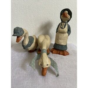 Ike & Sandy Spillman Ducks Vtg 1970s Set of 3 Carved Wood: Hetty, Hector, Sadie